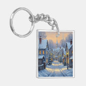 The Town In Winter Schlüsselanhänger (Vorderseite links)