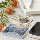 The Town In Winter Schlüsselanhänger (Vorderseite rechts)