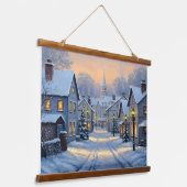 The Town In Winter Wandteppich Mit Holzrahmen (Gewinkelt)