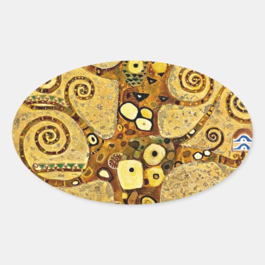 “ The Tree of Life ” , Gustav Klimt Ovaler Aufkleber (Vorderseite)