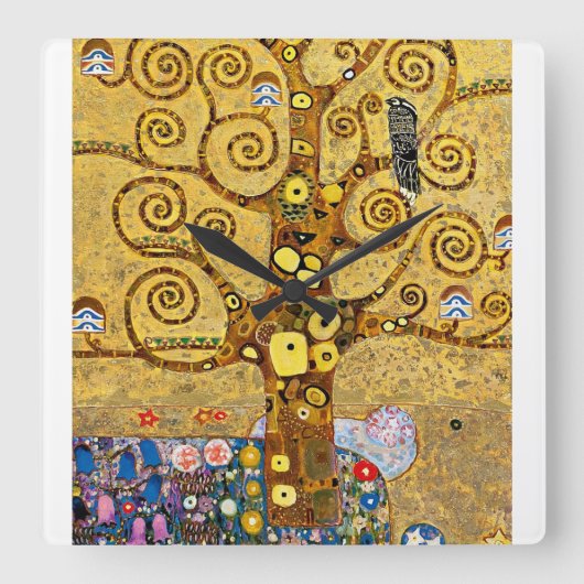 “ The Tree of Life ” , Gustav Klimt Quadratische Wanduhr (Vorderseite)