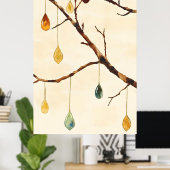 The tree with golden leaves is a popular wall  poster (Heimbüro)