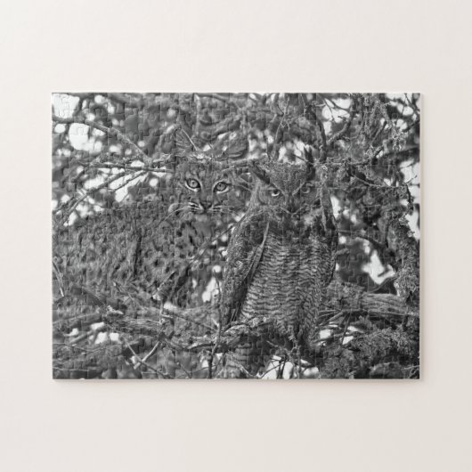 The Trees Have Eyes Bobcat And Owl Jigsaw Puzzle (Horizontal)