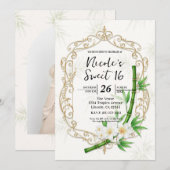 The Tropical Imperial Bamboo Garden Sweet 16 Einladung (Vorne/Hinten)