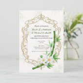 The Tropical Imperial Bamboo Garden Wedding  Einladung (Stehend Vorderseite)