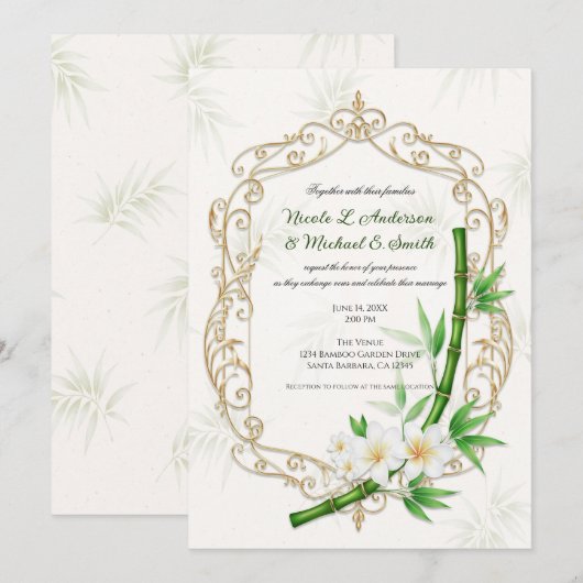 The Tropical Imperial Bamboo Garden Wedding  Einladung (Vorne/Hinten)