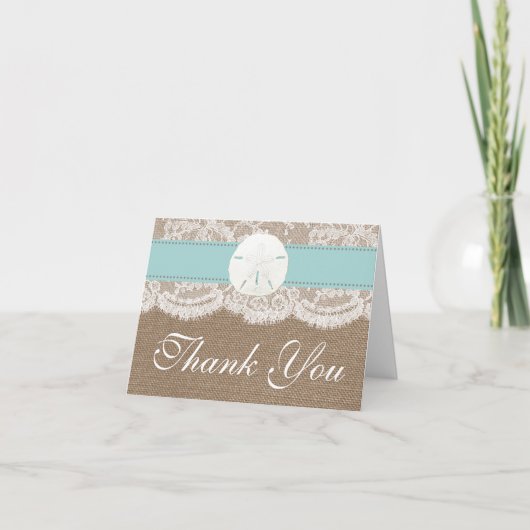 The Turquoise Sand Dollar Beach Wedding Collection Dankeskarte (Vorderseite)