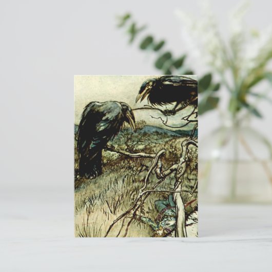 "The Twa Corbies" von Arthur Rackham Postkarte (Stehend Vorderseite)