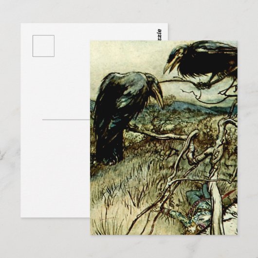 "The Twa Corbies" von Arthur Rackham Postkarte (Vorne/Hinten)