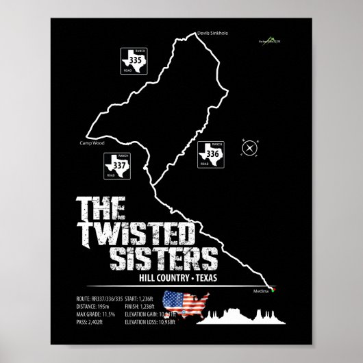 The Twisted Sisters Texas USA Motorcycle 02 Poster (Vorne)