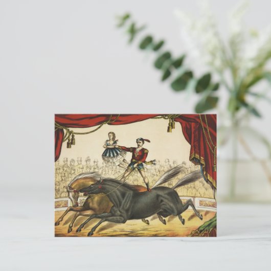 The Two Horse Act, Circus Performance, Circa 1874. Postkarte (Stehend Vorderseite)