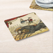 The Two Horse Act, Circus Performance, Circa 1874. Rechteckiger Pappuntersetzer (angewinkelt)