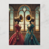 The Two Women With Alternative Heads Surreal Postkarte (Vorderseite)