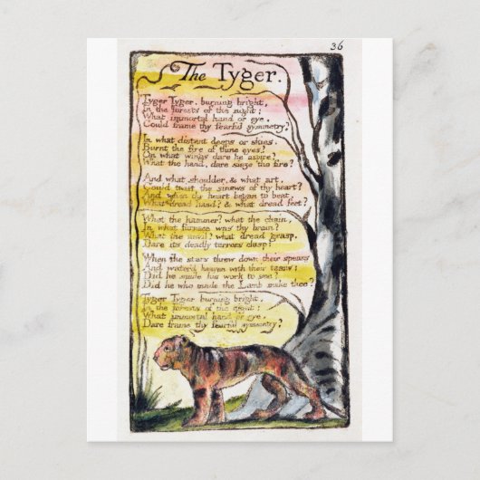 'The Tyger', Platte 36 (Bentley 42) Postkarte (Vorderseite)