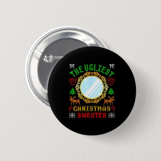 The Ugliest Ugly Christmas Sweater With Mirror Fun Button (Vorne & Hinten)