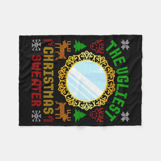 The Ugliest Ugly Christmas Sweater With Mirror Fun Fleecedecke (Vorderseite (Horizontal))