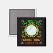 The Ugliest Ugly Christmas Sweater With Mirror Fun Magnet (Vorderseite/Rückseite)