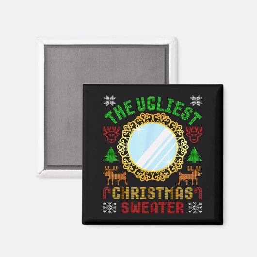 The Ugliest Ugly Christmas Sweater With Mirror Fun Magnet (Vorderseite/Rückseite)