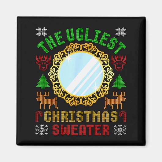 The Ugliest Ugly Christmas Sweater With Mirror Fun Magnet (Vorne)