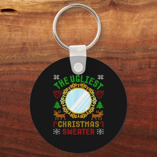 The Ugliest Ugly Christmas Sweater With Mirror Fun Schlüsselanhänger (Vorderseite)