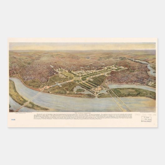The Ultimate Washington D.C. Map (1915) Rechteckiger Aufkleber (Vorderseite)