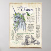 The Unicorn - Mythological Bestiary Page Poster (Vorne)