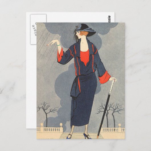 The Untimely Rain by George Barbier Postkarte (Vorne/Hinten)