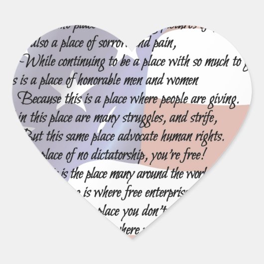 The USA Flag Poetry Art Poster Herz-Aufkleber (Vorderseite)