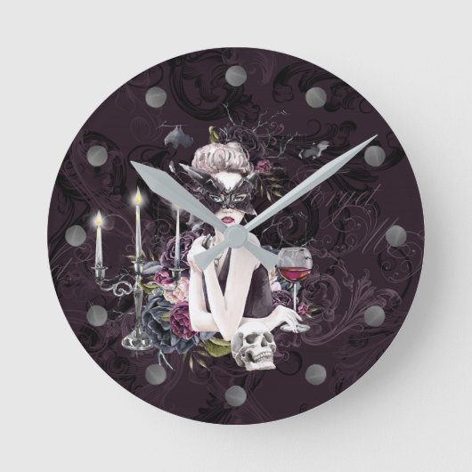 The Vampiress | Moody Gothic Vampy Glam Pale Skin Runde Wanduhr (Vorderseite)