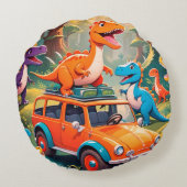 The Velociraptors Family Vacation  Rundes Kissen (Rückseite)