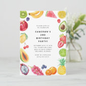 The Very Hungry Caterpillar Fruit Birthday  Einladung (Stehend Vorderseite)