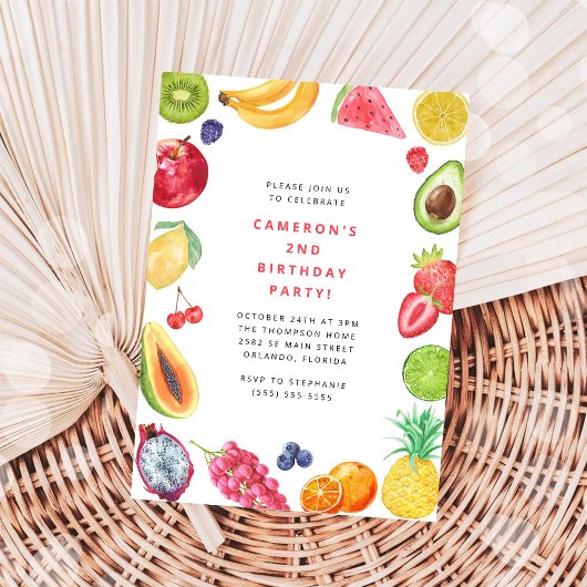 The Very Hungry Caterpillar Fruit Birthday Einladung