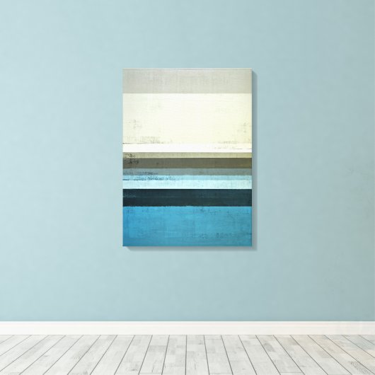 "The View" Abstrakte Kunst in Blau und Grau Leinwanddruck (Insitu (Holzboden))