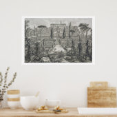 The Villa d'Este at Tivoli (engraving) Poster (Küche)