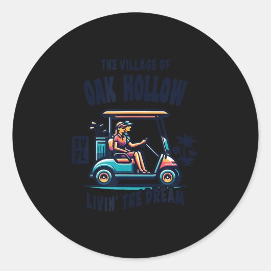 The Village Of Oak Hollow Golf Cart Design Runder Aufkleber (Vorderseite)