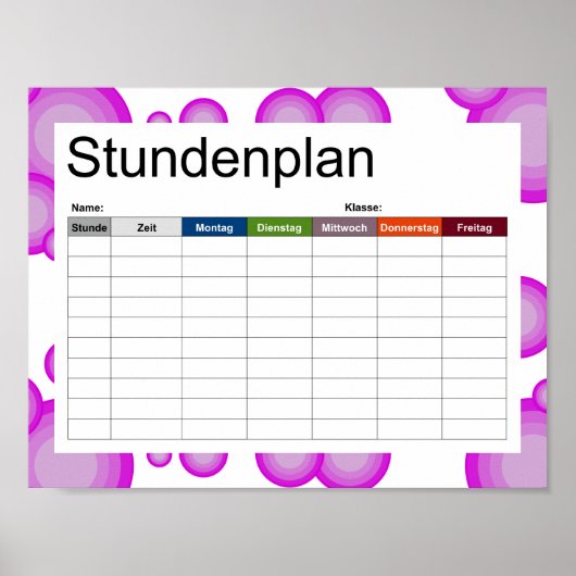 The Violet 70's year Styling Timetable Poster (Vorne)