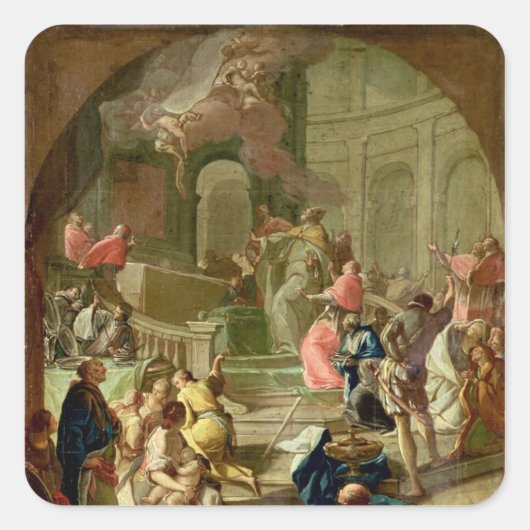 The Vision of St. Benedikt, c.1760 Quadratischer Aufkleber (Vorderseite)