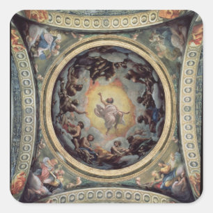 The Vision of St. John on Patmos, 1520-23 (fresco) Quadratischer Aufkleber