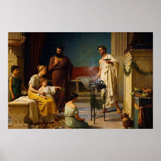 The Visit of a Sick Child by Waterhouse Poster (Vorne)