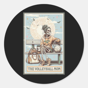 The Volleyll Mama Skeleton Tarot Card Game Day Mov Runder Aufkleber