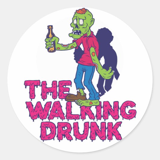 The Walking Drunk Runder Aufkleber (Vorderseite)