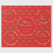 The Wang Family Imitate Gold Foil Red Christmas Geschenkpapier (Flach)