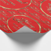 The Wang Family Imitate Gold Foil Red Christmas Geschenkpapier (Ecke)