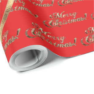 The Wang Family Imitate Gold Foil Red Christmas Geschenkpapier