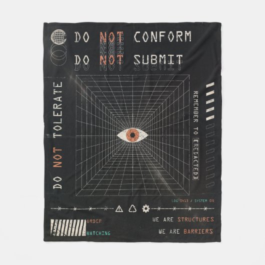 The Watcher - Techno-Brutalist Streetwear Design Fleecedecke (Vorderseite)