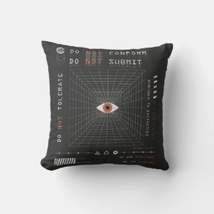 The Watcher - Techno-Brutalist Streetwear Design Kissen