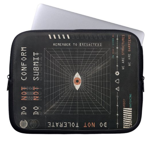 The Watcher - Techno-Brutalist Streetwear Design Laptopschutzhülle (Vorderseite)