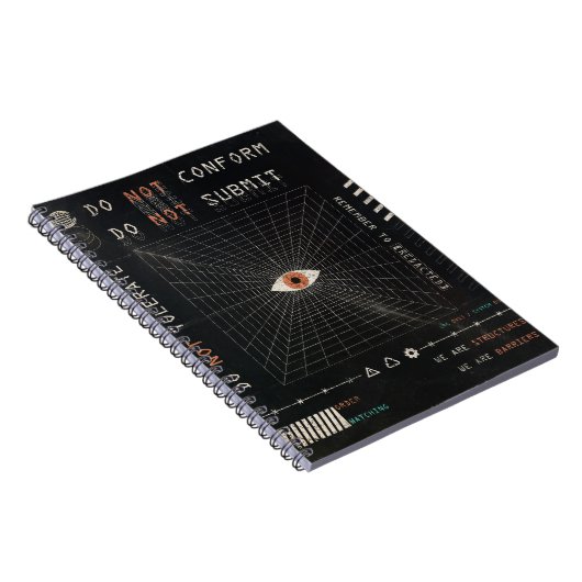 The Watcher - Techno-Brutalist Streetwear Design Notizblock (Rechte Seite)