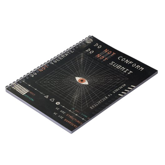 The Watcher - Techno-Brutalist Streetwear Design Notizblock (Linke Seite)