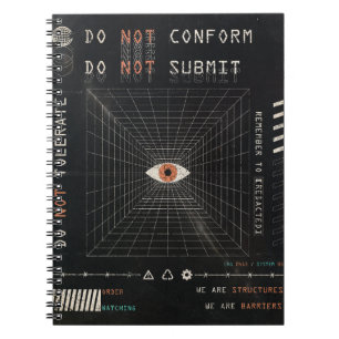 The Watcher - Techno-Brutalist Streetwear Design Notizblock